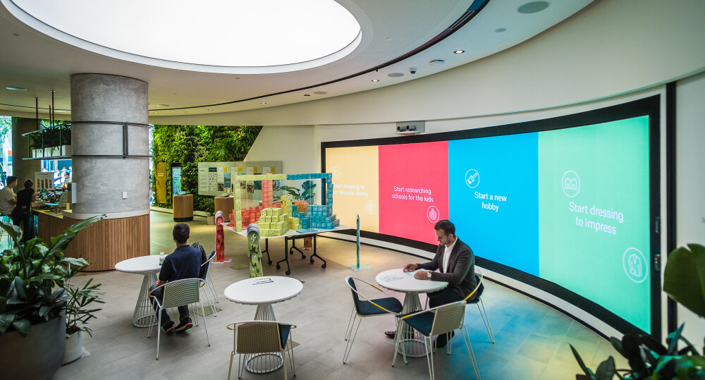 Suncorp curved LED signage inside their store