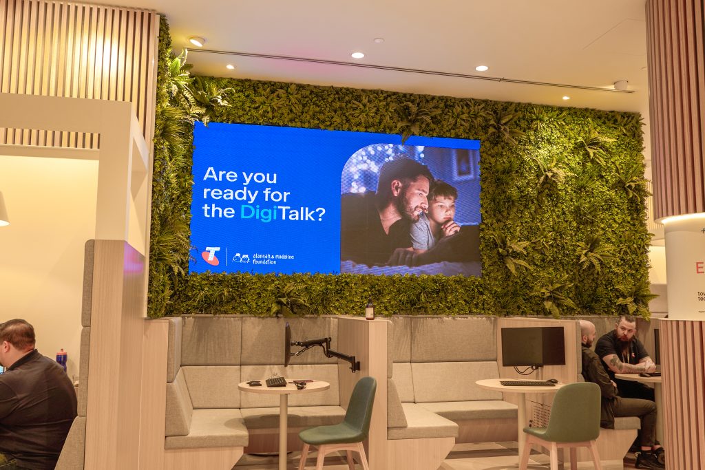 Digital signage inside a Telstra store